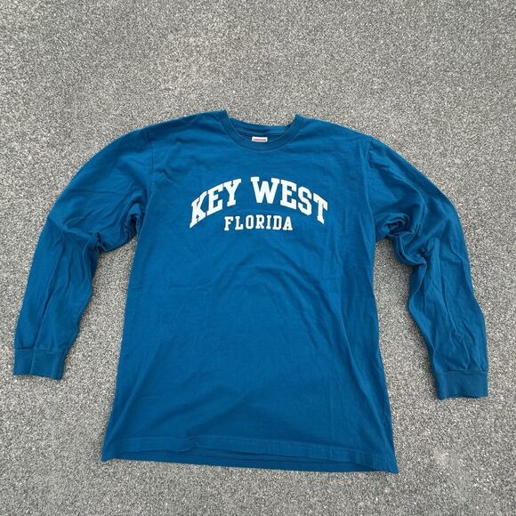 Supreme Key West Florida Long Sleeve Shirt Mens Large Blue Made in USA Regular - Picture 1 of 5